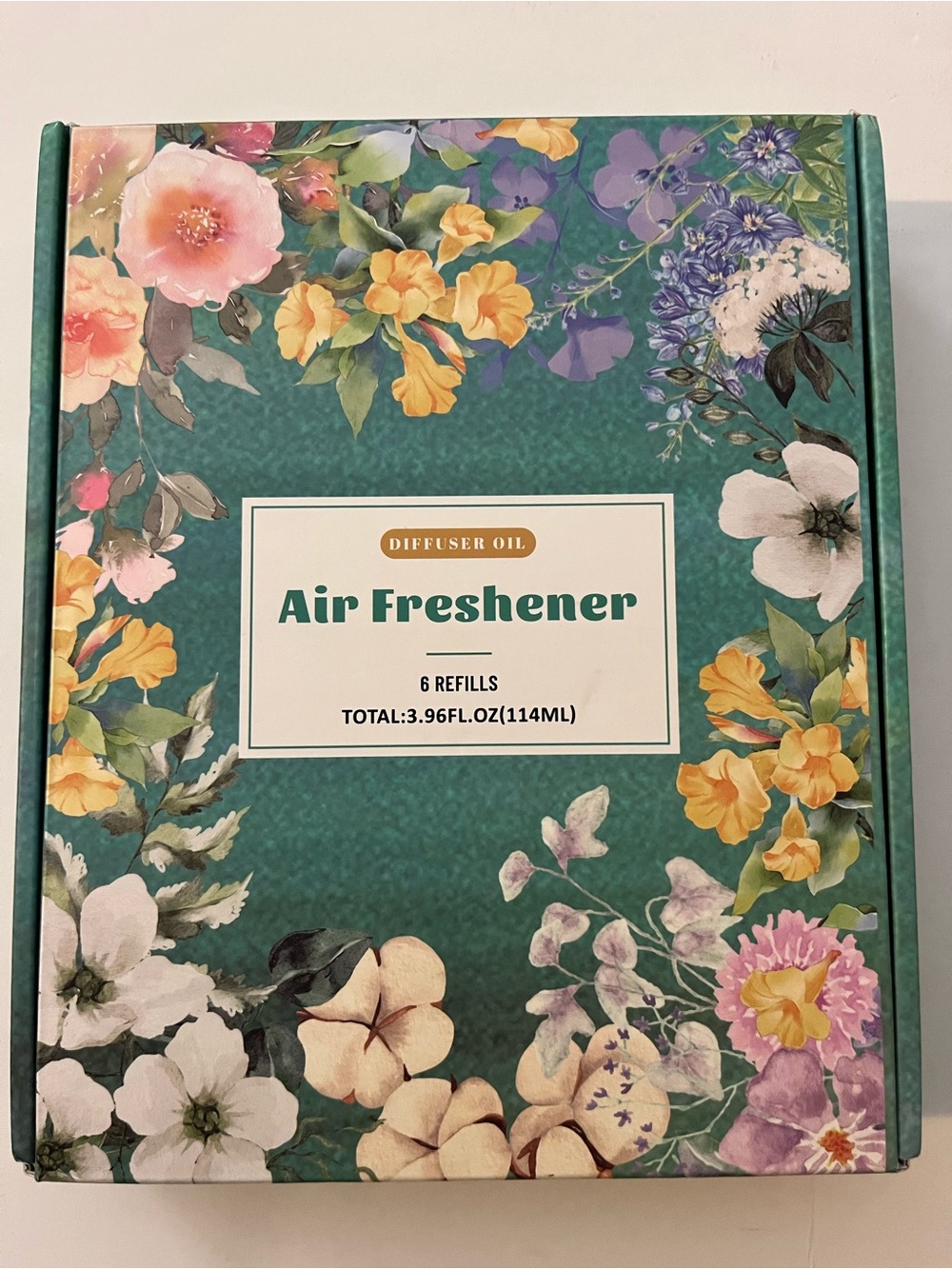 Air Freshener Diffuser Oil Refills - Teal Floral Packaging